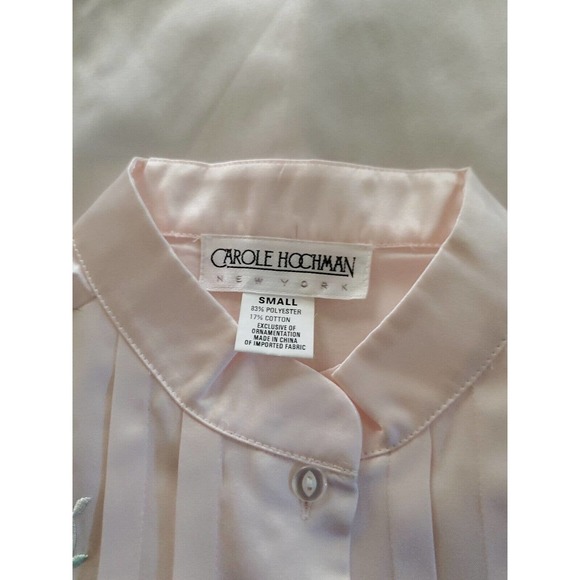 Carol Hochman Cottage Core Satin Long Button Down Embroidered Lace Pink Gown S - Picture 2 of 10